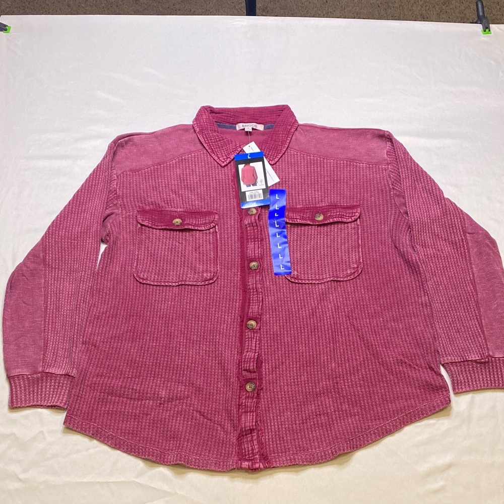 Briggs New York Women's Dark Pink Button-Down Shirt Size Large